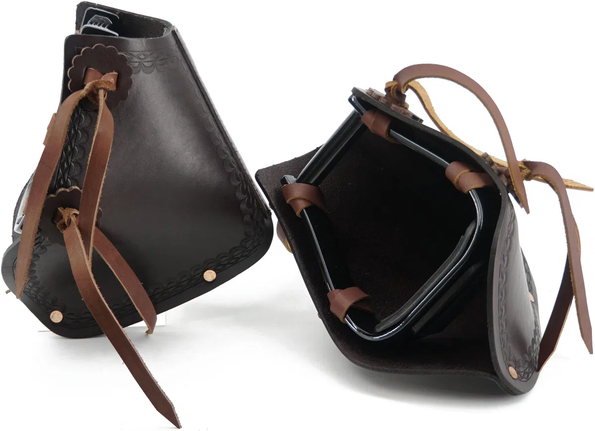 Jeereal Westernsattel Tapadero Steigbügel (12,1 cm), handgefertigtes strapazierfähiges Sattelleder
