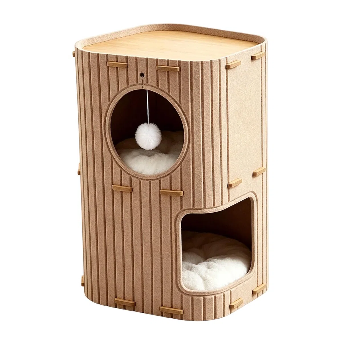 Katzenhöhlenbett Faltbares und kratzfestes Versteck mit zwei Lagen | Katzenbetten Mit Plüschball Für Ruhige Stunden, Entspannung, Schlaf, Spiel, Zuhause Und Reisen, Für Den Innenbereich