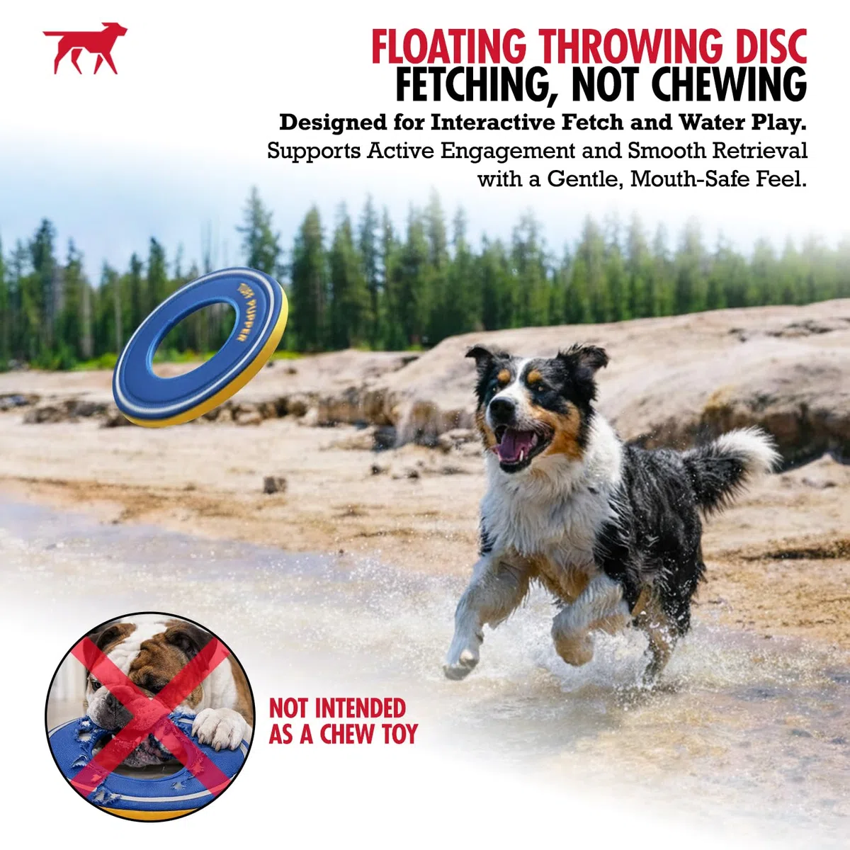 Tuff Pupper Schwimmendes Hunde-Frisbee-Spielzeug | Apportieren Sie nur kein Kauspielzeug | weiche Schaumstoff-Apportierscheibe | gut sichtbares Wasser- und Schneespiel | sanft zu den Zähnen | leichtes