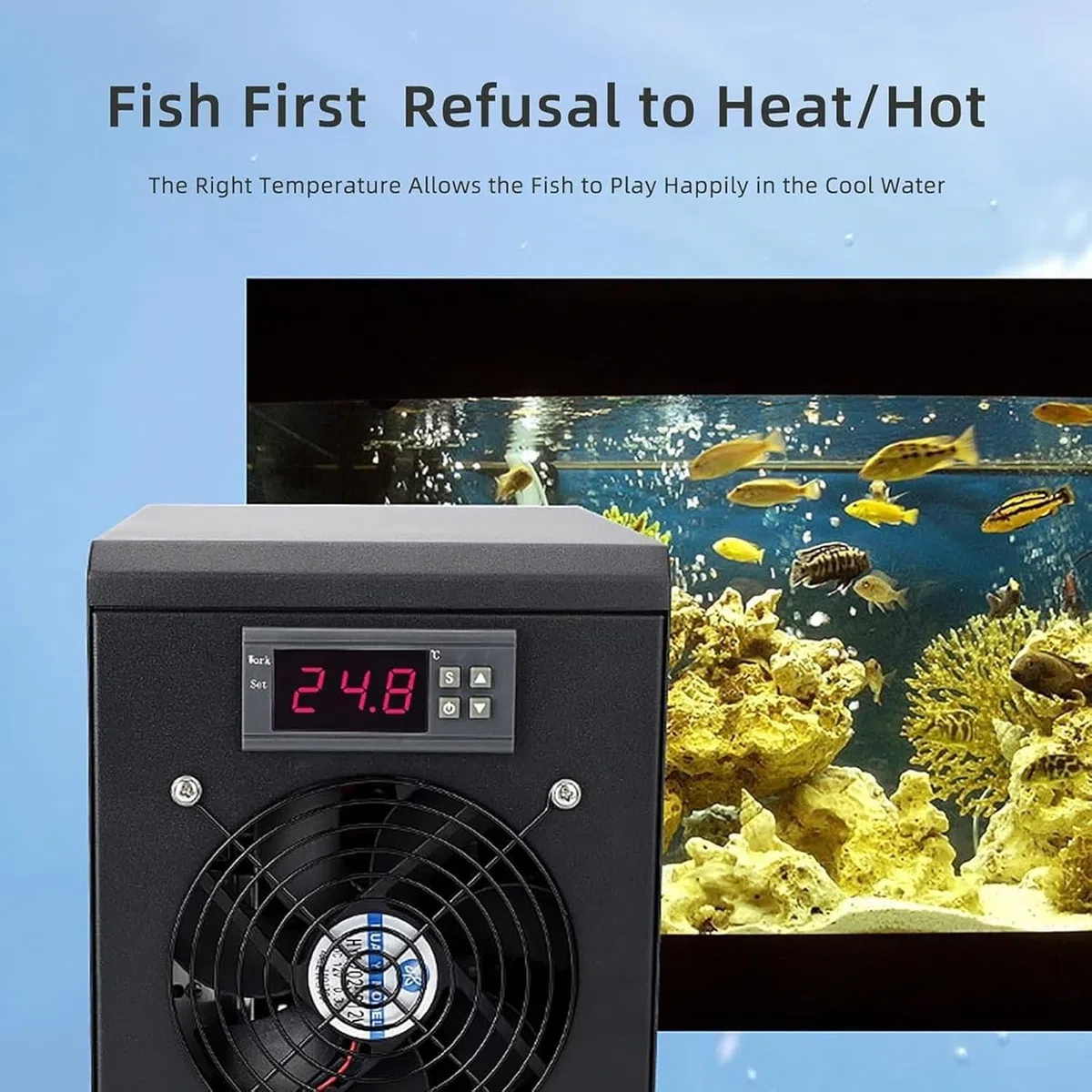 Aquarium-Kühler, Wasserkühlmaschine für Aquarien, leises Kompressor-Design für effektive Temperaturkontrolle in Süß- und Salzwasseraquarien