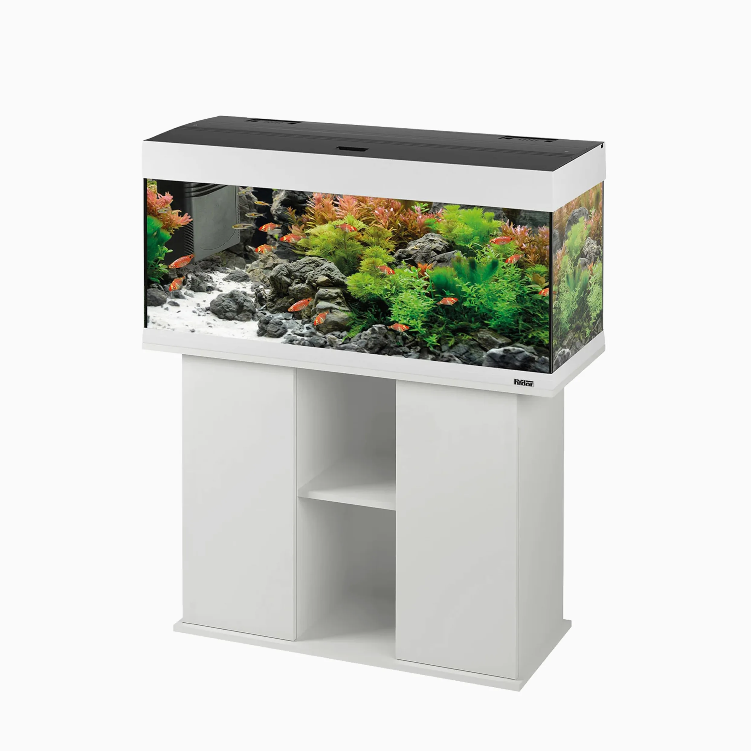 Ferplast Mobile supporto per acquario STAND DUBAI 100 con ante e ripiani, Piedini regolabili, Piano resistente all'acqua, 101 x 41 x h 73 cm, Legno Bianco