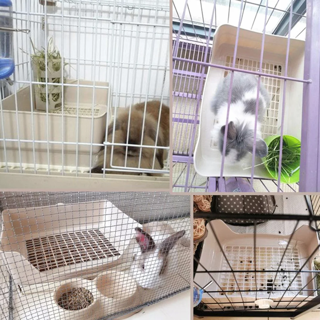 PINVNBY Große Katzentoilette für Kaninchen, größere Katzentoilette mit Schublade, Ecktoilette für ausgewachsene Meerschweinchen, Chinchillas, Frettchen, Igel, kleine Tiere (braun)