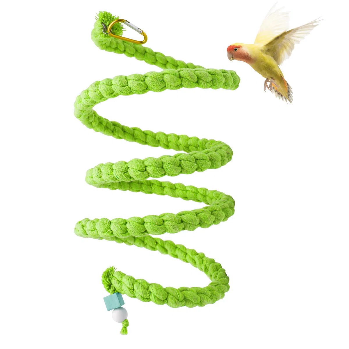 Dnoifne Vogel-Spiral-Seilsitzstange, Vogelseil-Schaukel-Sitzstange, Vogelkäfig-Ständer, Stangenzubehör, stehendes Kletterspielzeug für Papageien, Sittiche, Wellensittiche, Nymphensittiche