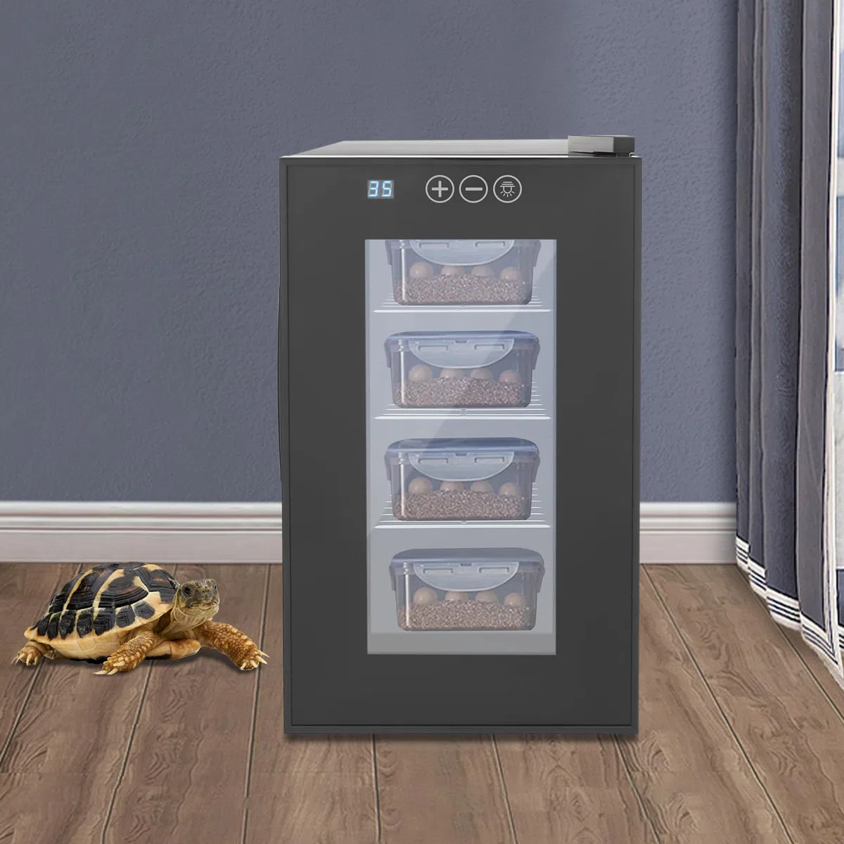 Brutautomat für Reptilien mit LED-Display - Intelligenter Thermostat Inkubator für Schildkröten, Echsen, Schlangen Eier - Präzise Temperatur (10-40°C) & Feuchtigkeit Kontrolle Brutkasten