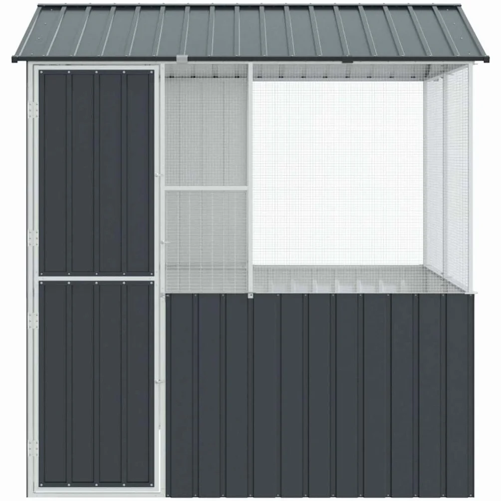 Vogelvoliere Garten aus feuerverzinktem Stahl, Vogelkäfig Anthrazit 215x209x230 cm, Vogelhaus Außen groß für Terrasse und Garten, modernes Design mit rechteckiger Form