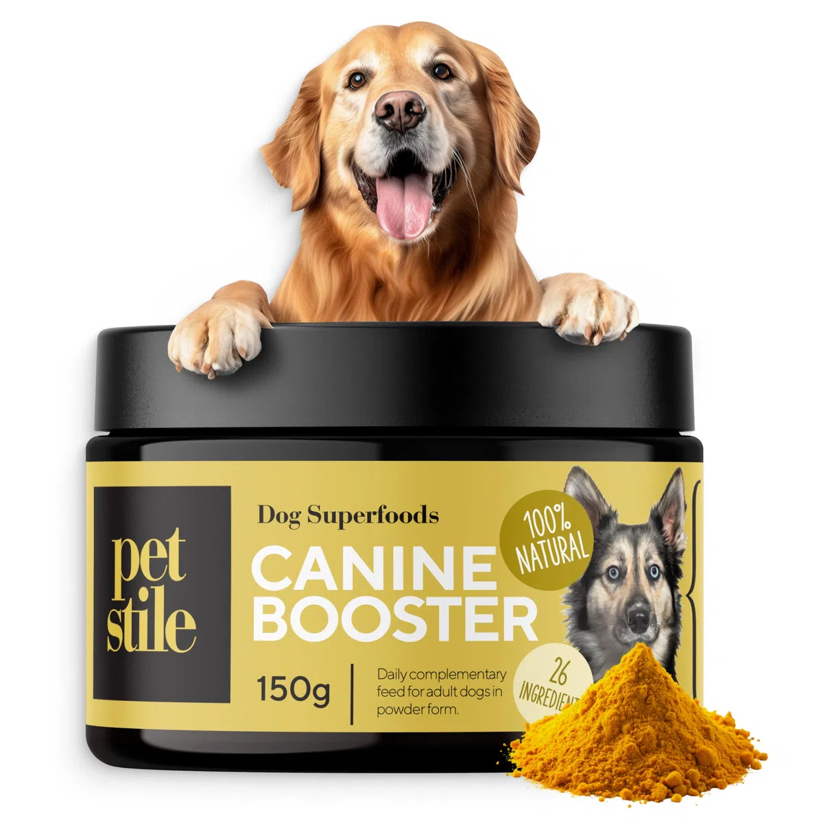 Canine Booster mit Grünlippmuschel-Extrakt für Hunde - Expertenformulierte Superfood-Mischung mit 26 Wirkstoffen - 150g Pulver