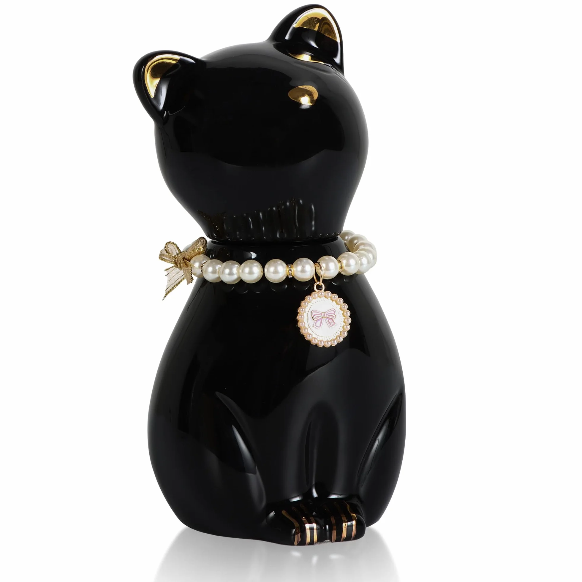 Katzenurne für Asche, Urne Katze,Katzenurnen für Asche,Haustier Einäscherung Schwarze Katze Urnen für Asche, Tierurnen für Katze Mit Katzenhalsband （8kg）