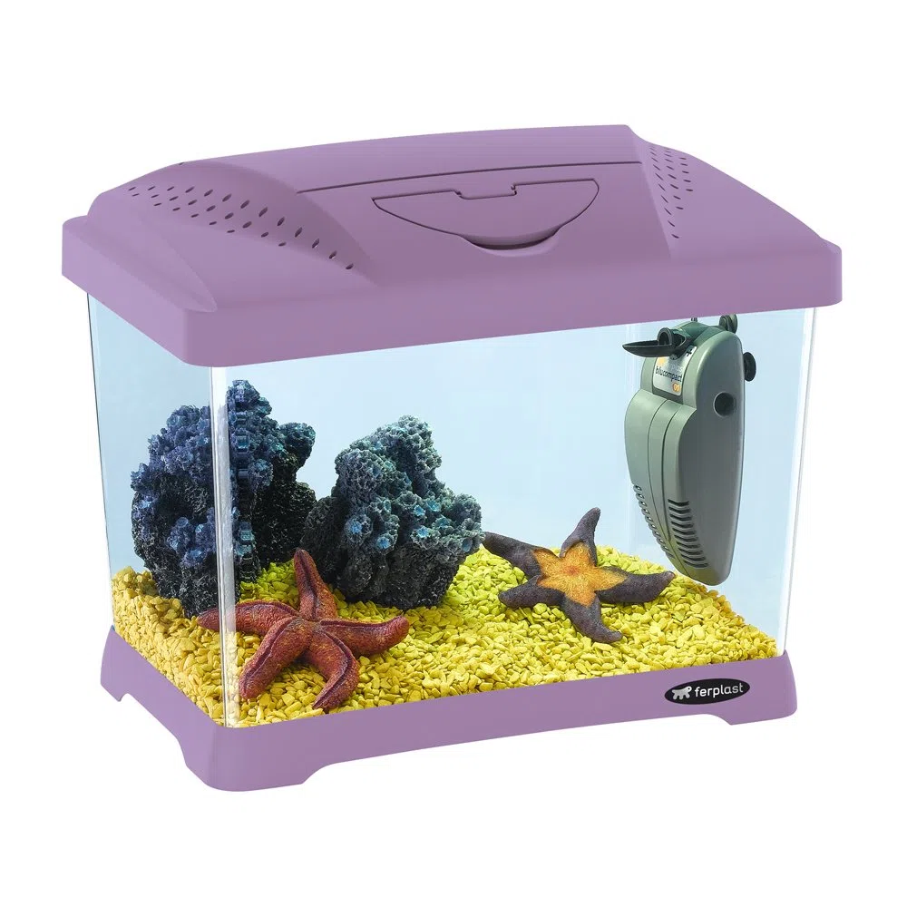 Ferplast 65010019 Capri Junior Aquarium, 41 x 26.5 x 34 cm, 21 L, violett