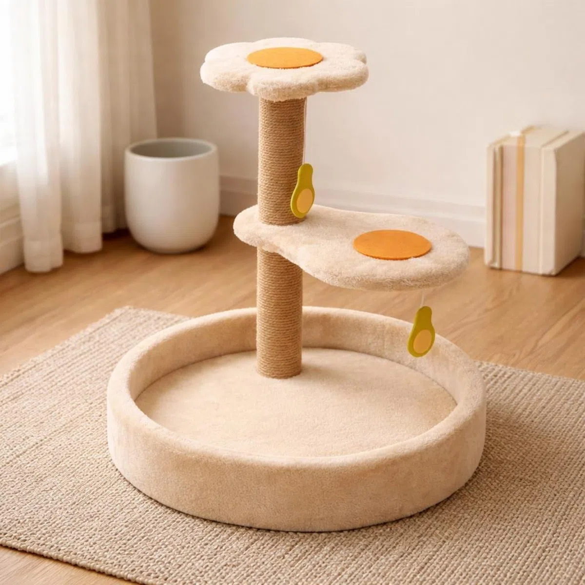 Kratzbaum Katzen Kletterturm Kletterbaum Katzenmöbel mit Sisal Umwickelten Pfosten Gepolsterten Liegeflächen Und, Kratzbaum Mit Straußenbaumhöhle