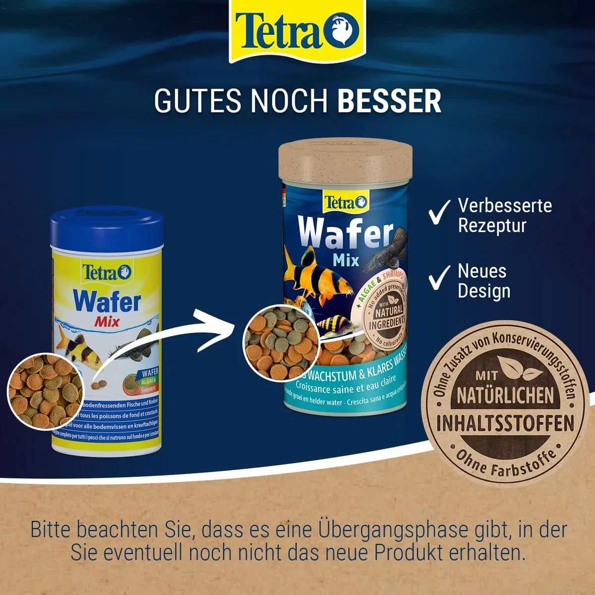 Tetra Wafer Mix - Fischfutter für alle Bodenfische (z.B. Welse) und Krebse, für gesundes Wachstum und Vitalität, 250 ml Dose