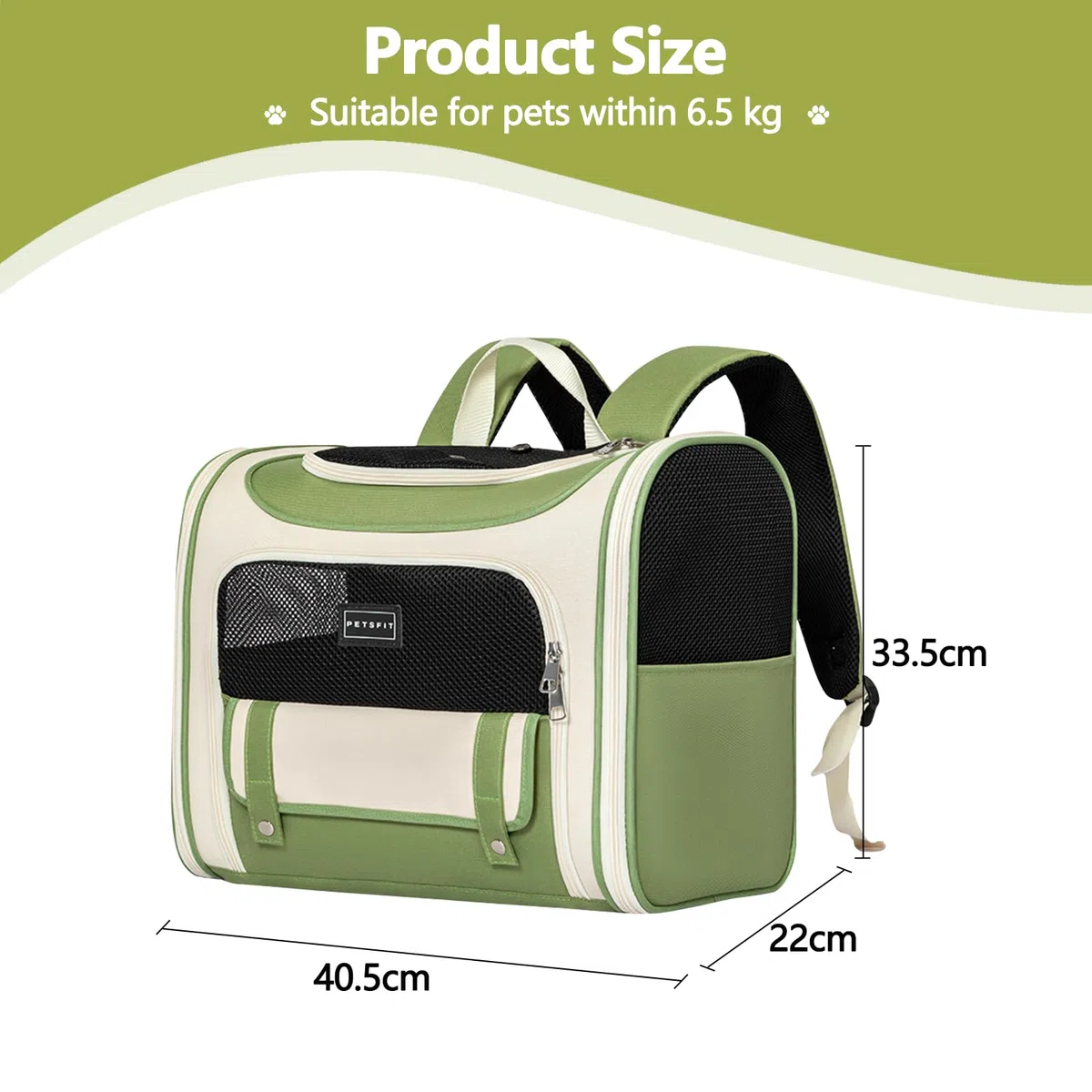 Galatée Hunderucksack, Von Fluggesellschaften Zugelassener Haustierrucksack Für Kleine Und Mittelgroße Hunde Und Katzen, Katzentasche Für Reisen, Spaziergänge, Wandern Im Freien(Grün)