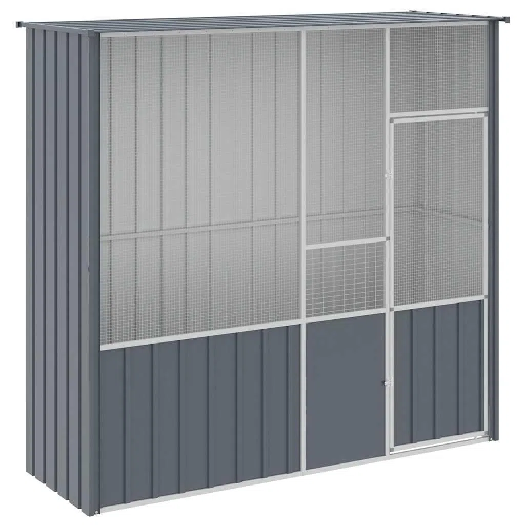 Voliere Vogelvoliere Außen Aufzuchtkäfig All-in-One-Vogelkäfig Außenvoliere Käfig Vogelhaus Voliere Verzinkter Stahl,Anthrazit,215 x 78 x 200 cm