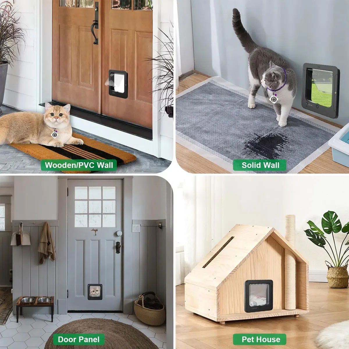 Smart Cat Flap, Mikrochip Katzentür mit 2 Sensorhalsbändern und Fernbedienung, ideal für Katzen und Welpen, Öffnungsgröße 19,6 x 21,1 cm, einfach zu installieren