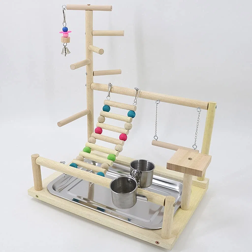 Papagei Spielplatz Ständer - Interaktives Vogelspielzeug mit Schaukel zum Klettern und Spielen - Ideal für Sittiche und Finken Haustierbedarf