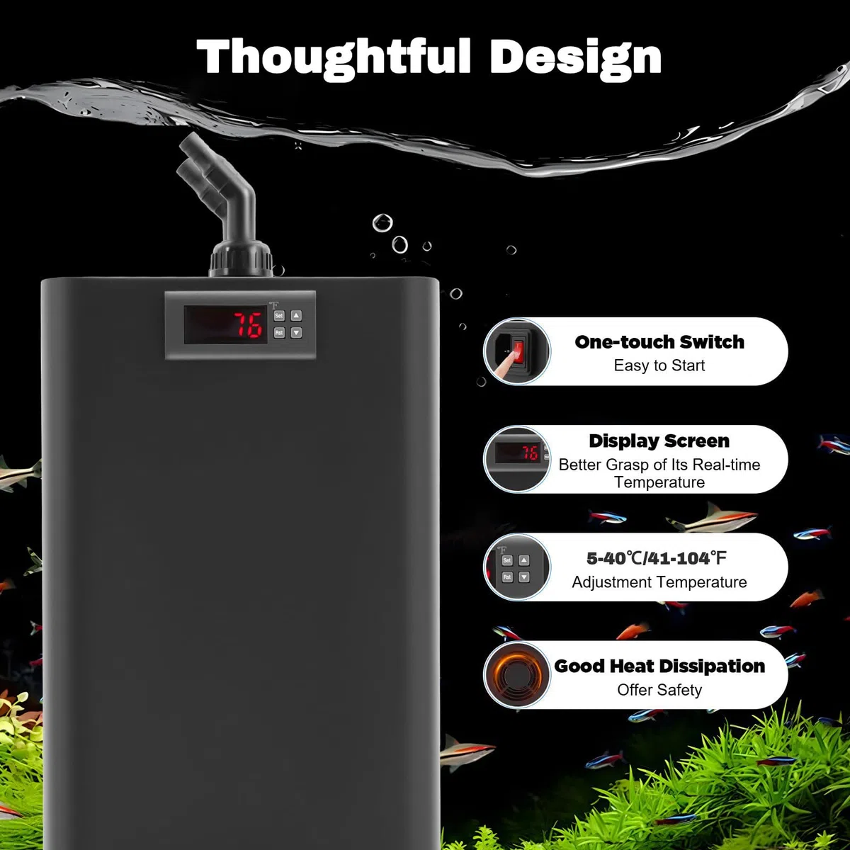 100/160/300L Aquarium Chiller, Water Cooler, with Hoses and Water Pumps, Compressor Refrigeration, for Fish Tank and Ice Bath Aquatic Plant 160L/42.5GAL