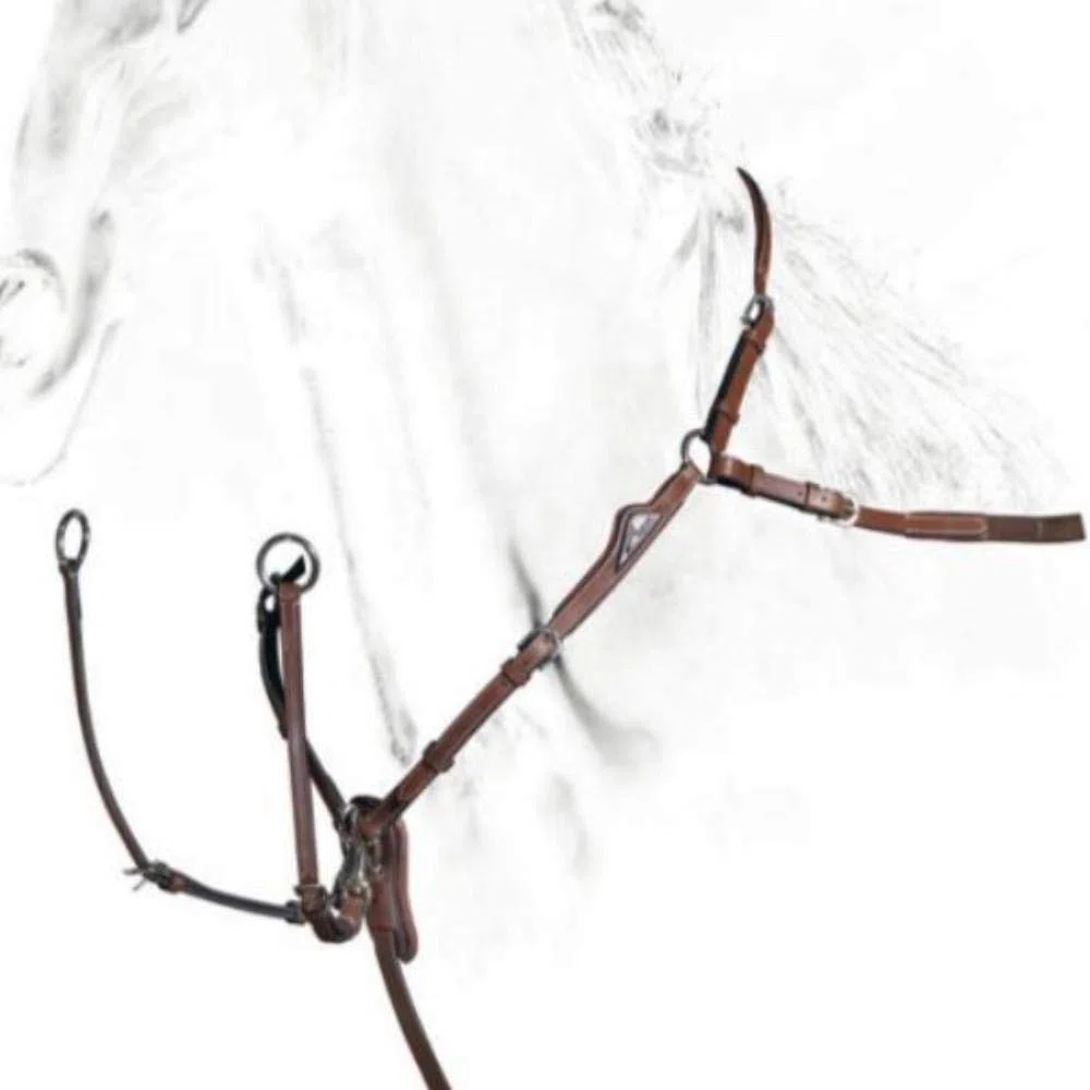 Equiline Vorderzeug Breastplate with Double Regulation Leder schwarz