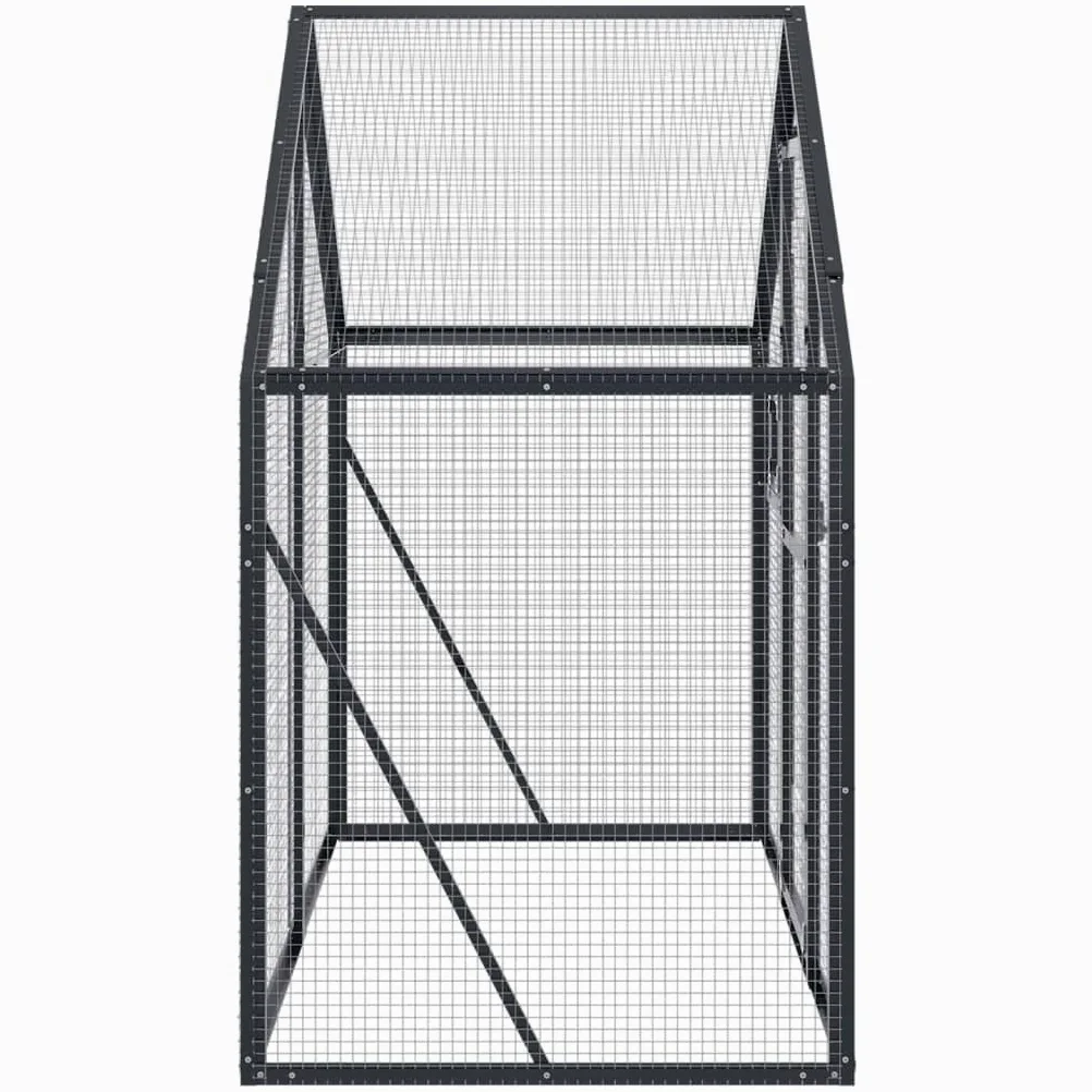 Voliere Anthrazit aus Aluminium, 179 x 100 x 185 cm, vogelkäfig mit Gitter und Dach, für Garten Balkon Zimmer, geeignet für wellensittich, papagei, kanarienvogel, nymphensittich
