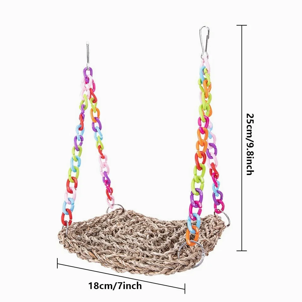 ArinkO Papageien-Kletternetzspielzeug aus natürlichem Seil mit Tintenfisch zum Kauen, Training und Spielen – ideal für Nymphensittiche, Wellensittiche und kleine Papageien (3er-Pack)