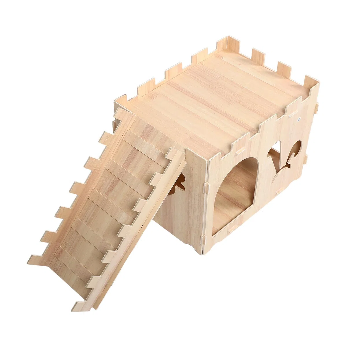 Toyvian Kaninchenhaus aus Holz für Drinnen mit Kletterleiter und Dach Kleintierhaus als Spielbereich und Versteck für Hamster Meerschweinchen und Kaninchen Einfach Aufzubauen