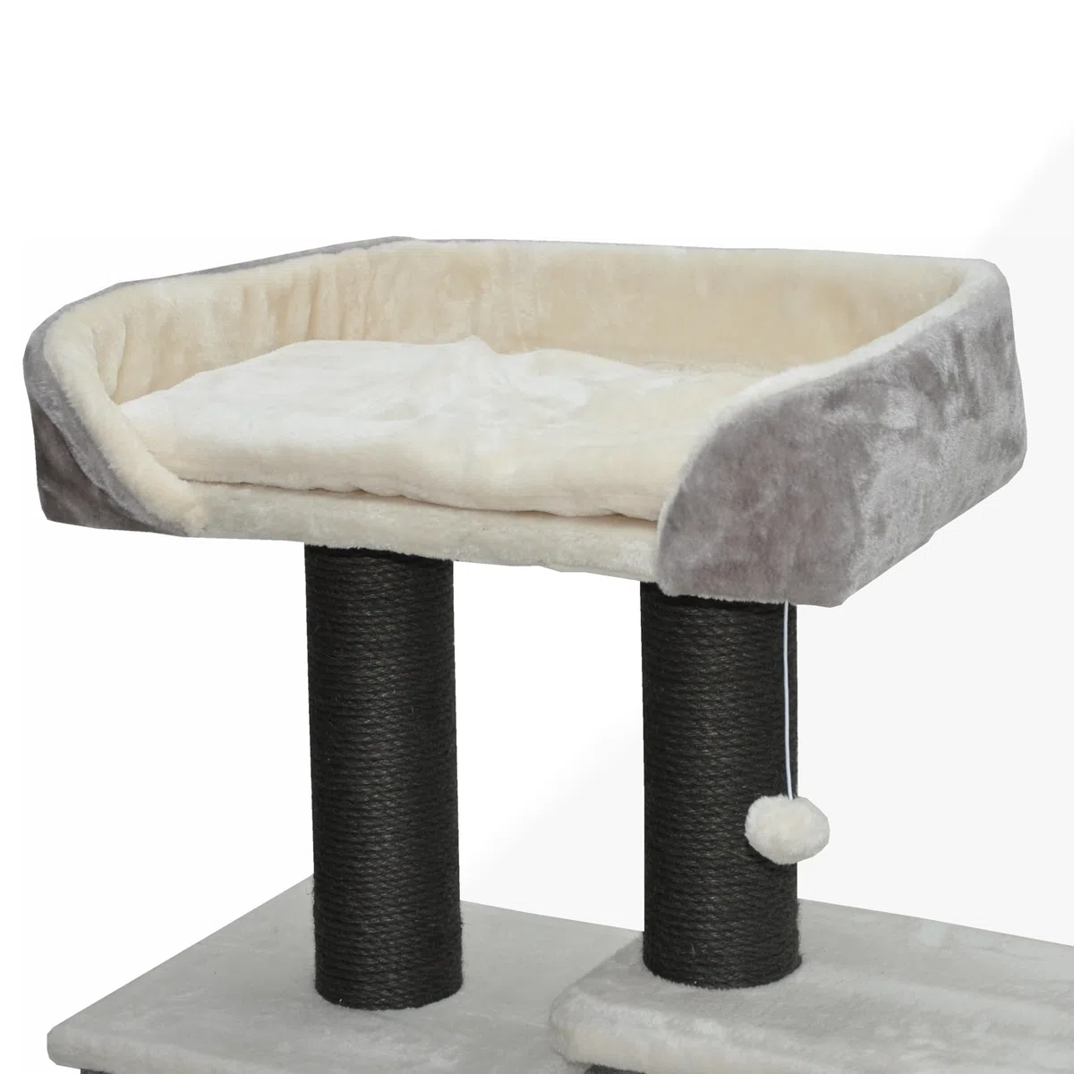 nanook Kratzbaum Katzenkratzbaum für Katzen - Katzenhöhle - Schwarze Sisalstämme - kuschlieger XL Schlafplatz - 119 x 77 x 42 cm - grau beige