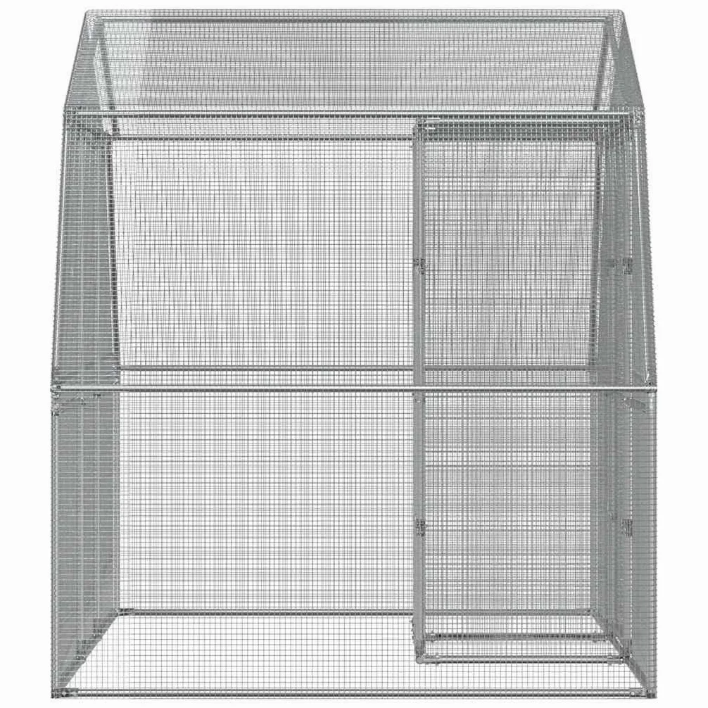 vidaXL Voliere mit Tür Vogelvoliere Vogelbauer Papageienkäfig Außenvoliere Wellensittichkäfig Silbern Verzinkter Stahl