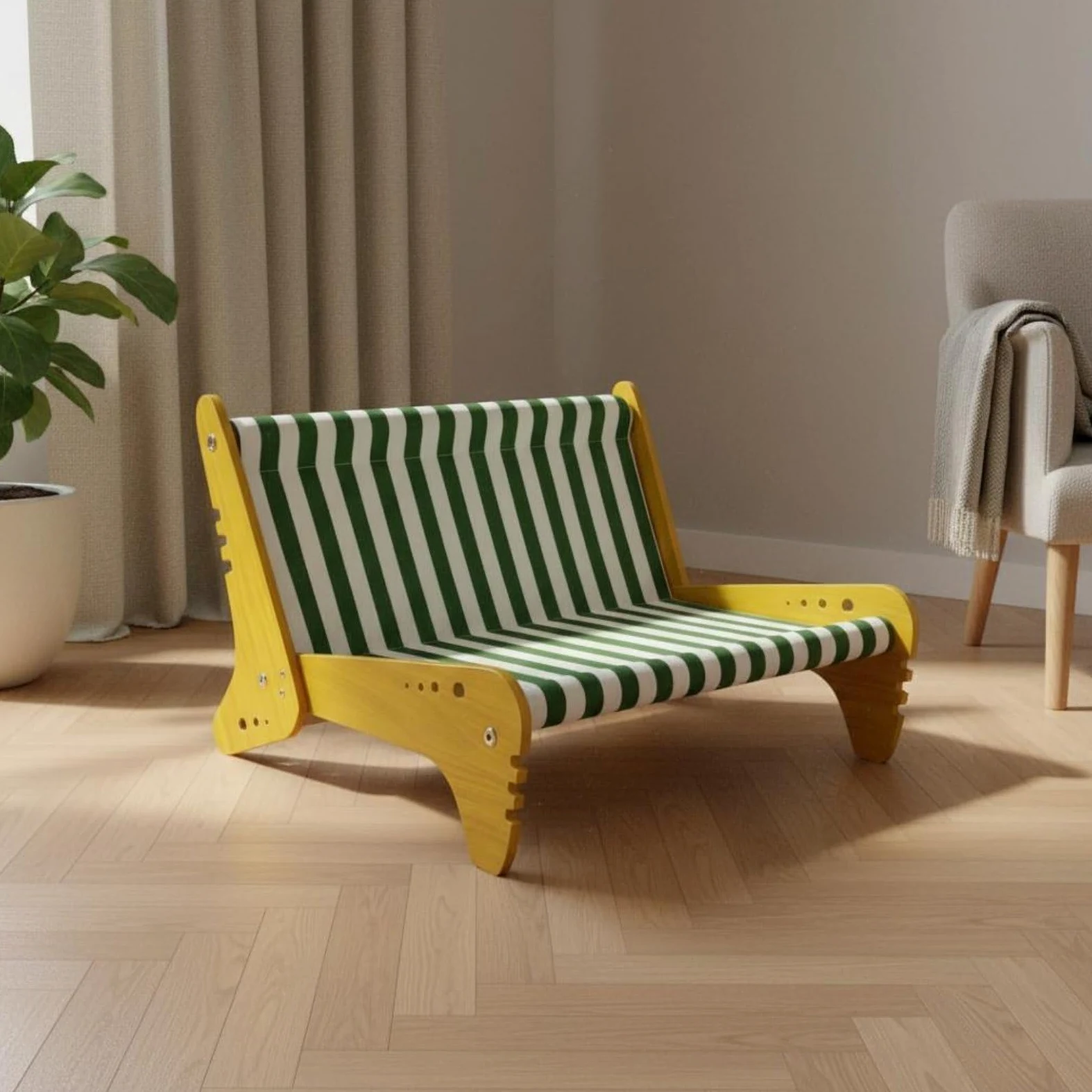 Katzen Kratzsofa Katzenbett Katzenliege Katzensofa mit Holzrahmen Und Jute Zum Kratzen Und Ausruhen für Wohnung Neben, 63.5 49 36cm, Stil DREI