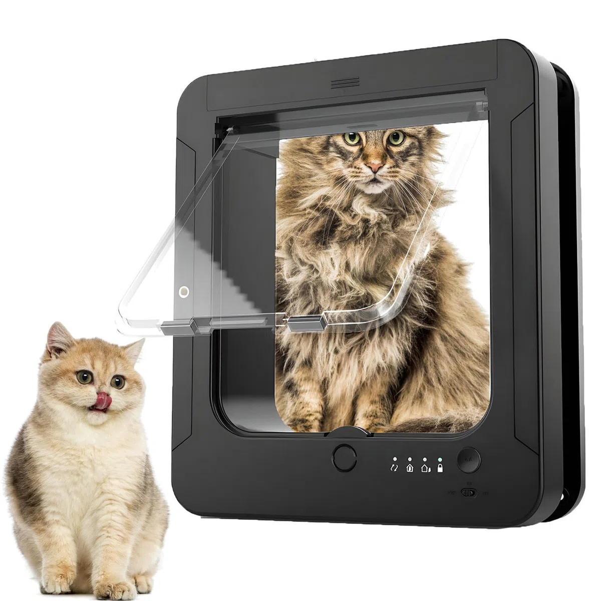 Microchip Katzenklappe Deluxe Mart Katzentür Selektiver Eingang mit 2 Sensorhalsbändern und 1 Fernbedienung Mikrochip Katzentür für Katzen & kleine Hunde Öffnungsgröße: 19 x 19 cm für Haustiere, Weiß