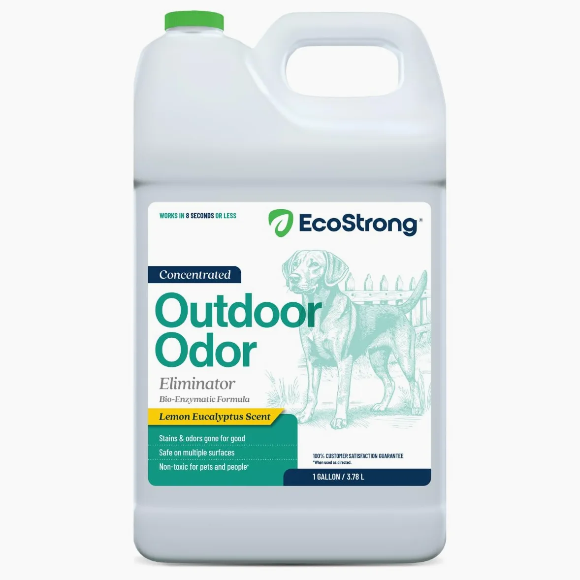 Eco Strong Geruchsvernichter für den Außenbereich, Enzymreiniger für Hunde, leistungsstark, für Tiere und Hof, Rasen, Zwingern, Terrassen, Decks (1 Gallon)