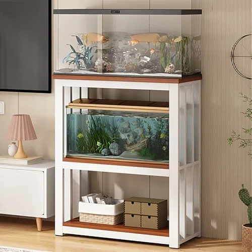 Terrarium-Unterschrank im Mid-Century-Stil für Reptilien – Verstellbarer Halter für große Fische, Schildkröten-Terrarium-Regal, Robustes Aufbewahrungsregal für Wassertiere