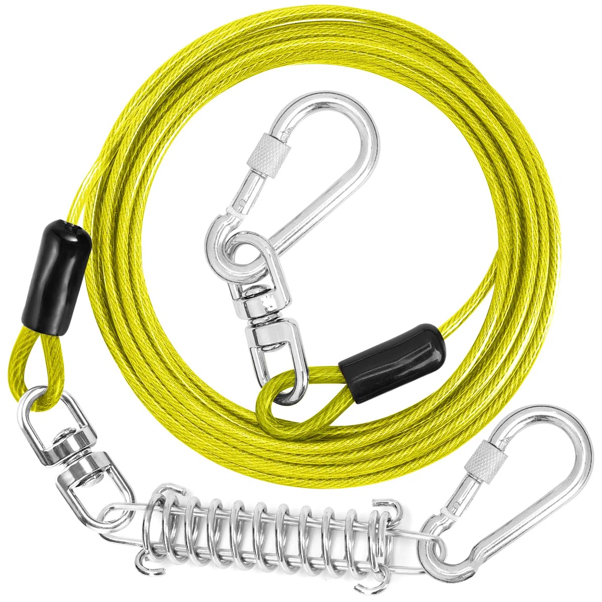 jenico Hundeleine, 9 m, mit Stoßfeder | Strapazierfähige Hundekette für kleine und große Hunde bis zu 227 kg – Läufergurt für Outdoor, Hof, Camping