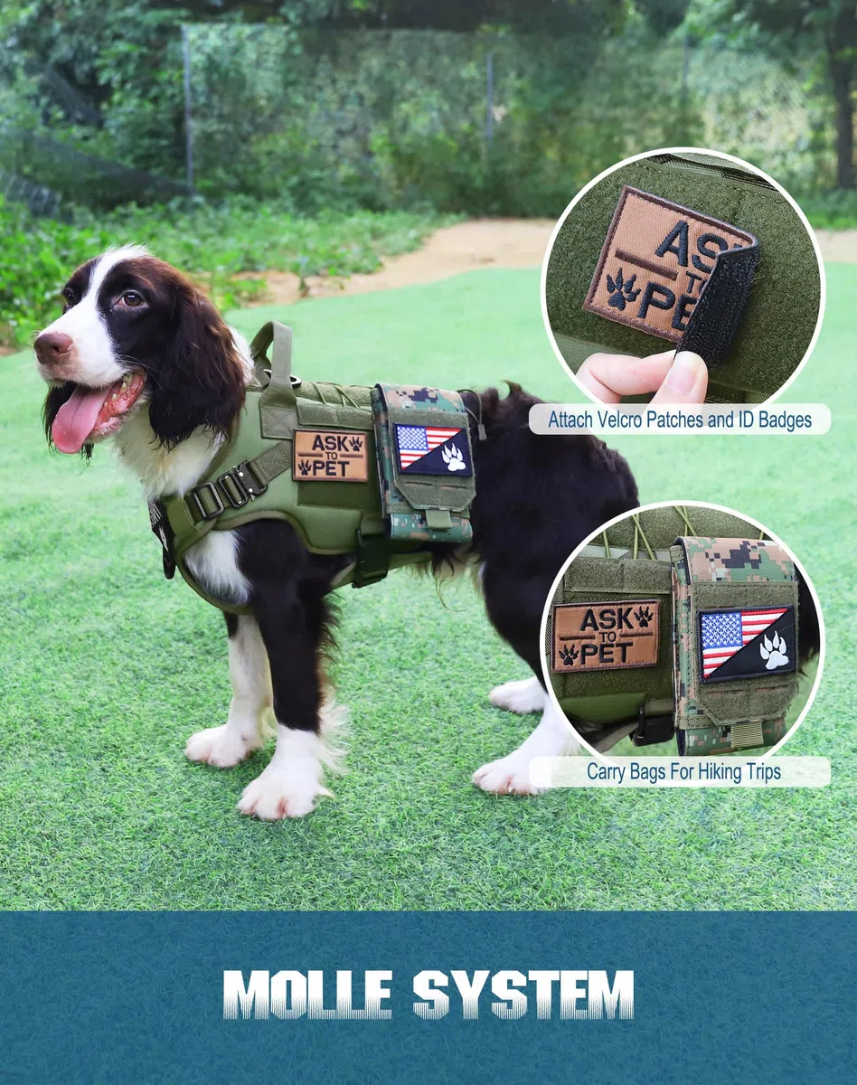 PETNANNY Taktisches Hundegeschirr – Service-Hundegeschirr, emotionale Unterstützung, ESA-Hundeweste mit Klettverschluss, Arbeits-Molle-Weste für Training Jagd