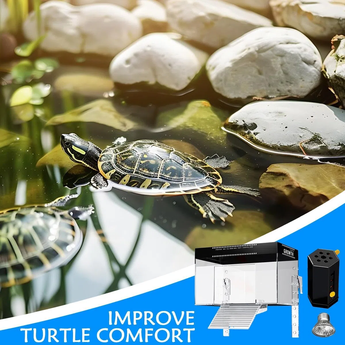 Schildkrötenbecken mit Rampe für Reptilien, Ruheplatz für Reptilien, über dem Tank, mit Rampe, Lebensraum-Topper, Wassergelände, Käfig, Hotel, Balkon