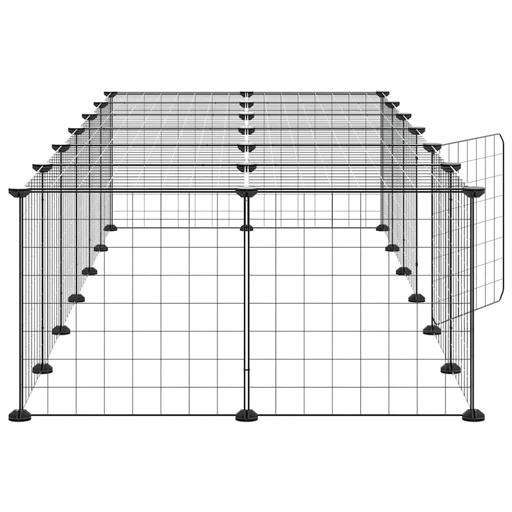 28-TLG. Haustierkäfig mit Tür Schwarz 35x35 cm Stahl für Hamster Meerschweinchen Kaninchen Hasen Mäuse Ratten Chinchillas Frettchen Degu Nager, Indoor Outdoor, Erweiterbar, Mehrstöckig