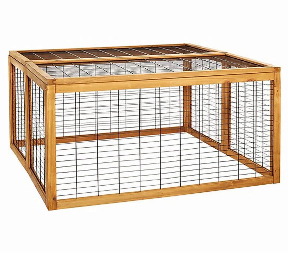 Dehner Freilaufgehege Rolf mit aufklappbarem Dach, ca. 116 x 116 x 58 cm, Holz