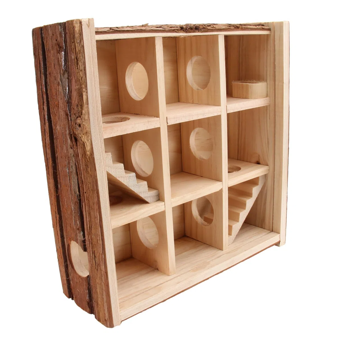 Holz Labyrinth Spielzeug für Hamster mit Sicherheitsfunktion und Kugelgang