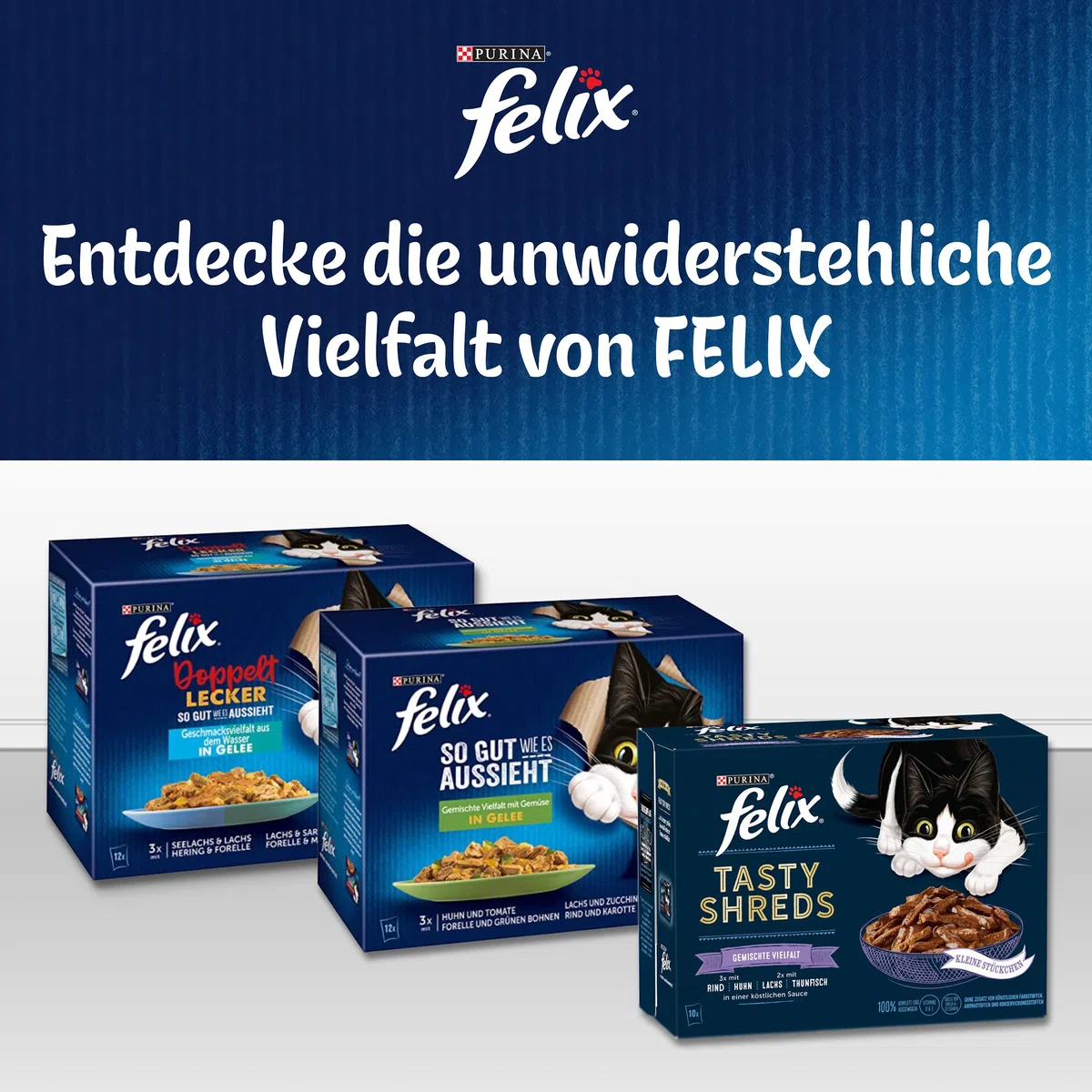 FELIX Sensations Gelees Katzenfutter nass, mit Rind & Tomate in Gelee, 156er Pack (26 x 85g)