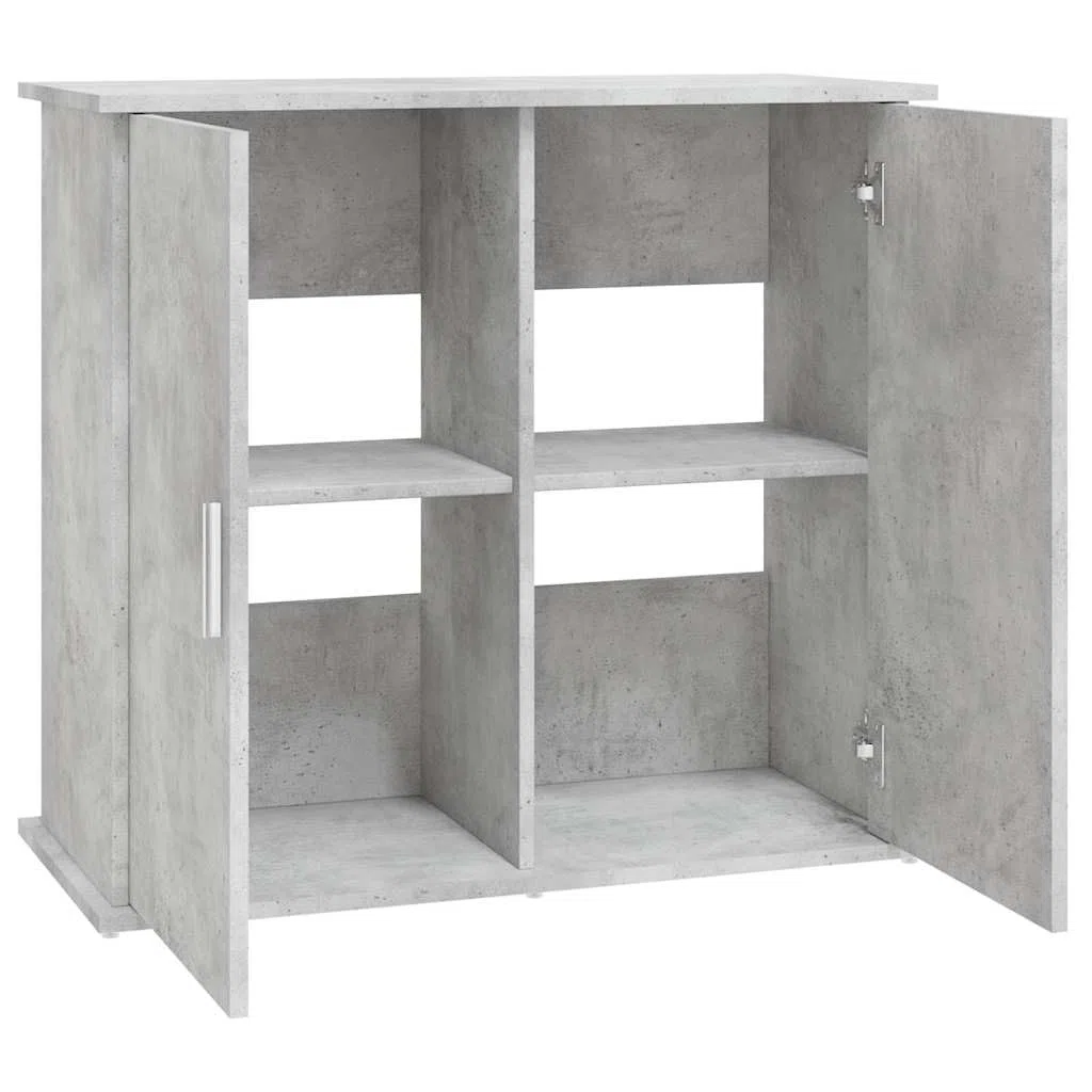 Aquariumständer Betongrau 81 x 36 x 73 cm Holzwerkstoff | 4 Türen Stauraum, Feuchtigkeitsbeständig, Stabile Konstruktion, Mit Wandbefestigung