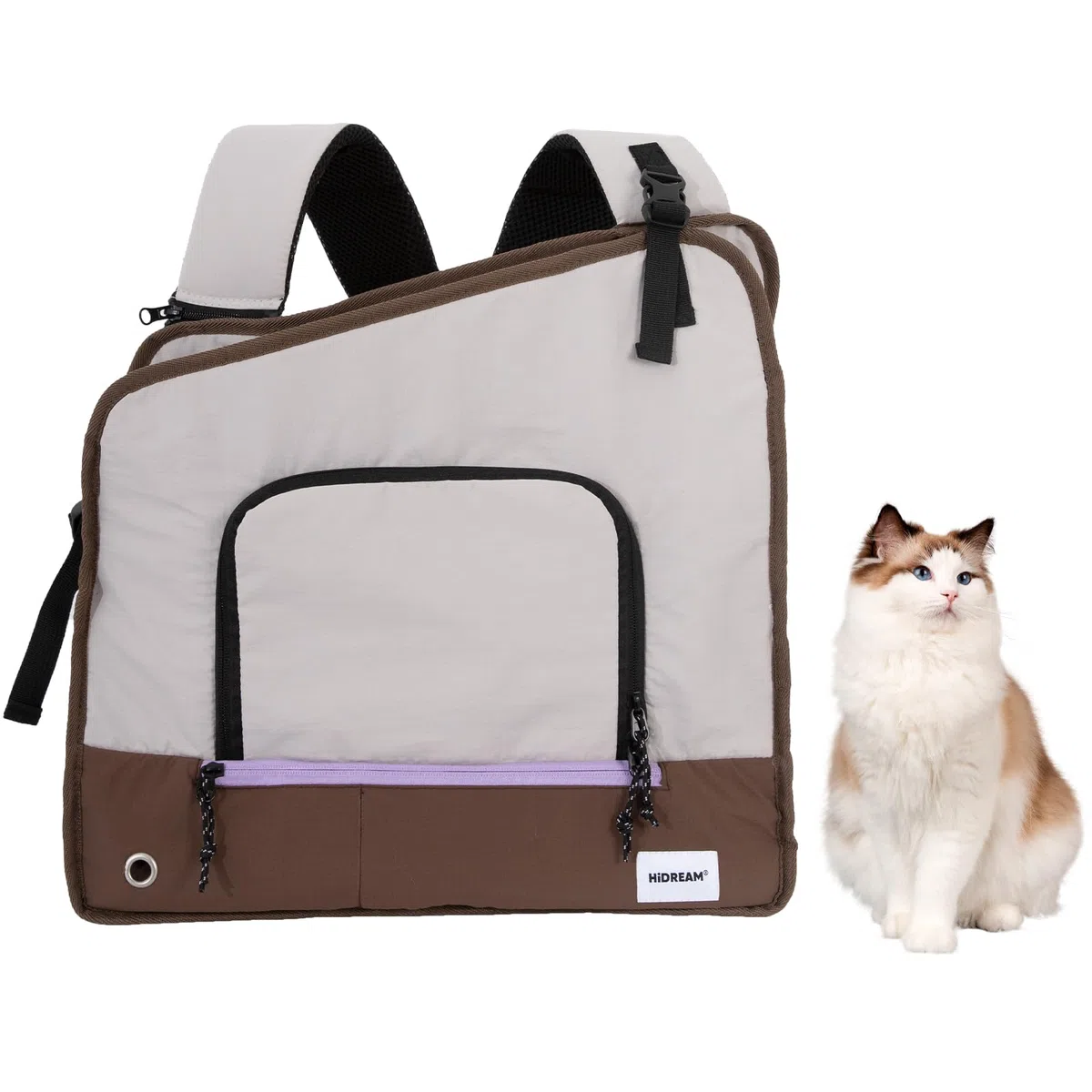 Haustier-Fronttragerucksack, verstellbar, Nylon, wasserdicht, Brusttrage für Katzen und Hunde, mit abnehmbaren Schultergurten, Belüftung vorne und Netzfenster, bis zu 7 kg