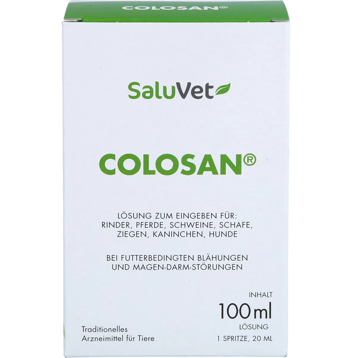 ColoSan | 100 ml | Zugelassenes Arzneimittel für Pferde, Rinder, Schweine, Schafe, Ziegen, Kaninchen und Hunde | Bei futterbedingten Blähungen und Magen-Darm-Störungen