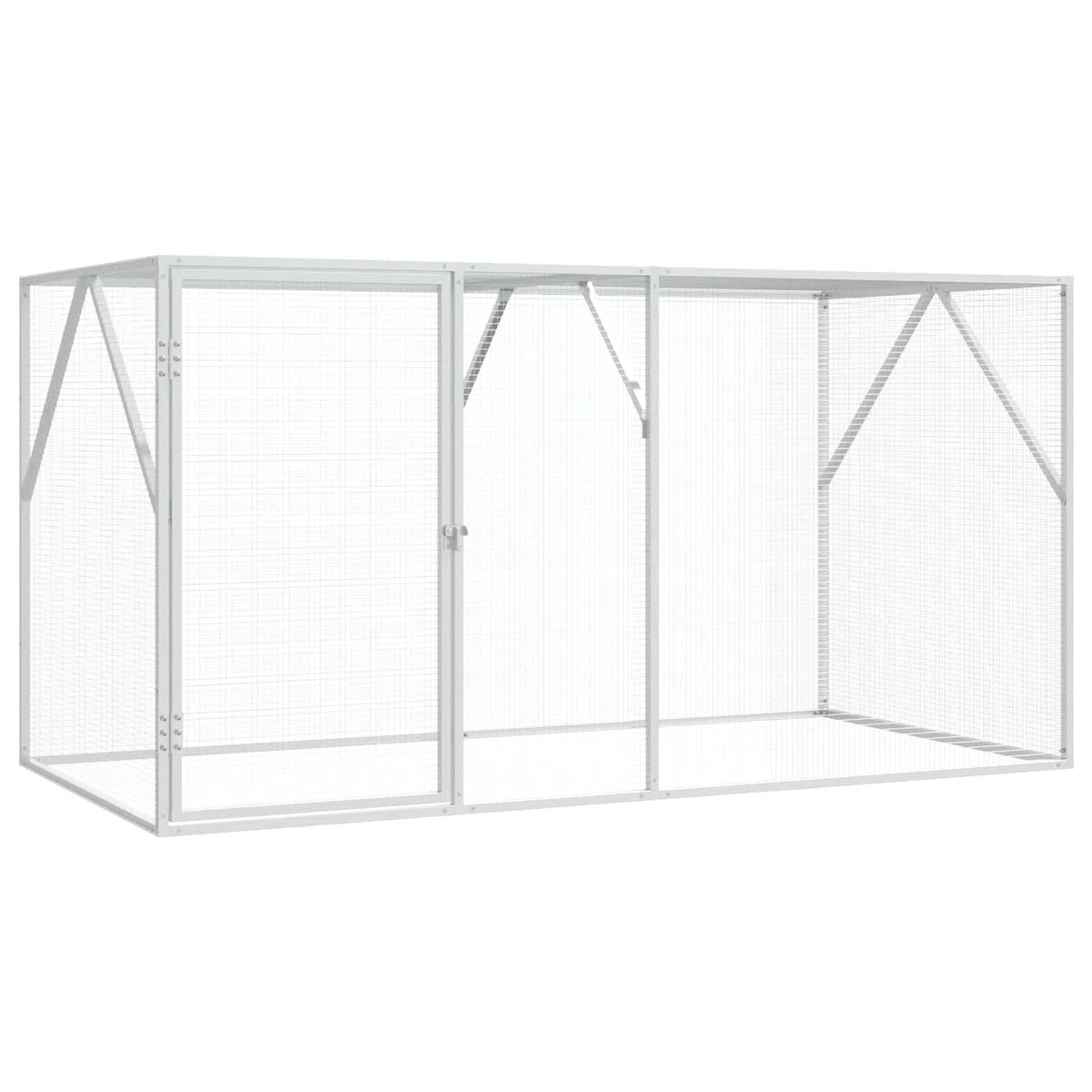 Vogelkäfig Anthrazit aus verzinktem Stahl, 208 x 102 x 108 cm, Voliere für Garten und Außenbereich, Robustes Vogelheim für Wellensittich Papagei Kanarienvogel und Nymphensittich
