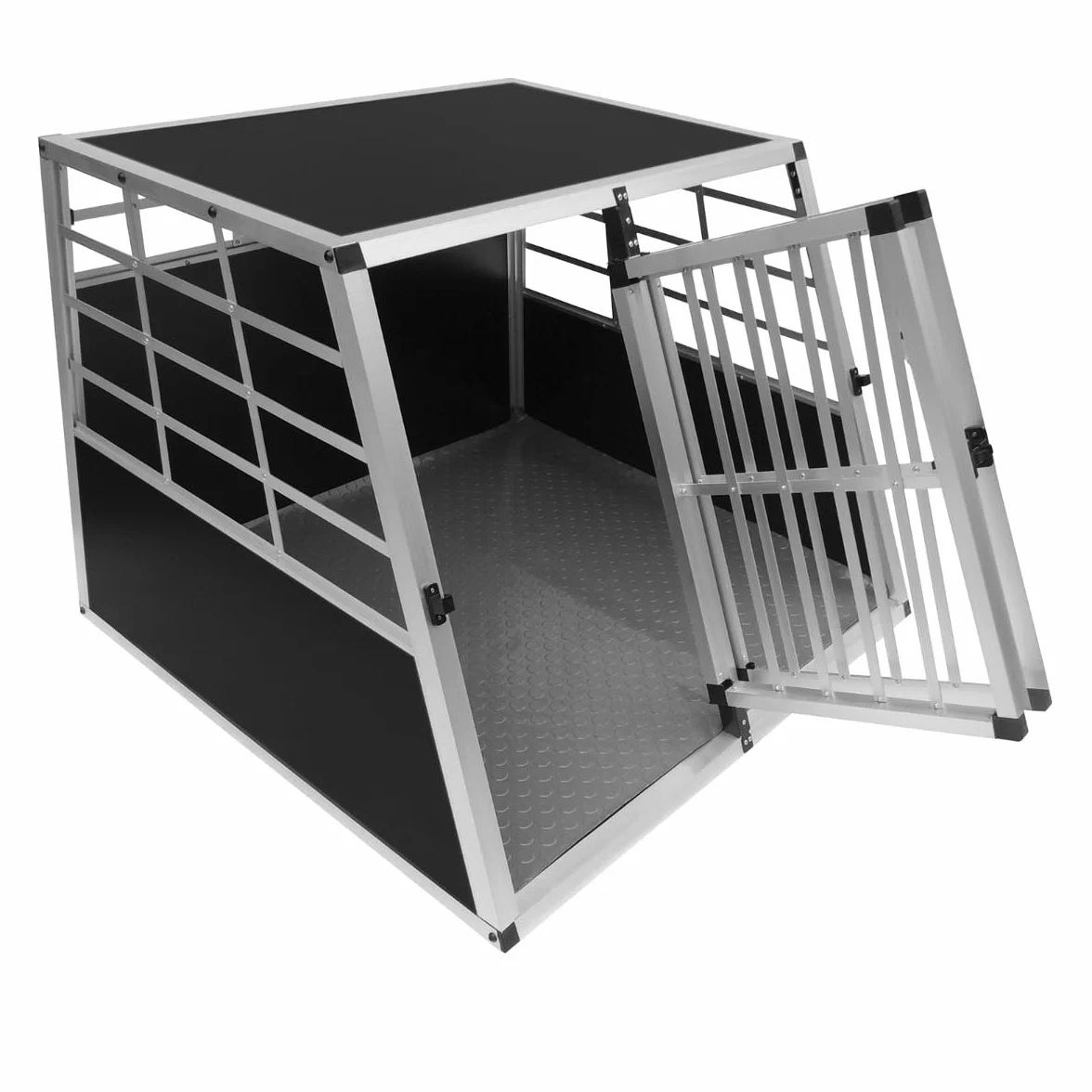 Auto Hundetransportbox große Doppelbox Hundebox Transportbox Gitterbox Fahrzeugbox Kofferraumbox Katzen Hunde Aluminium Trapez