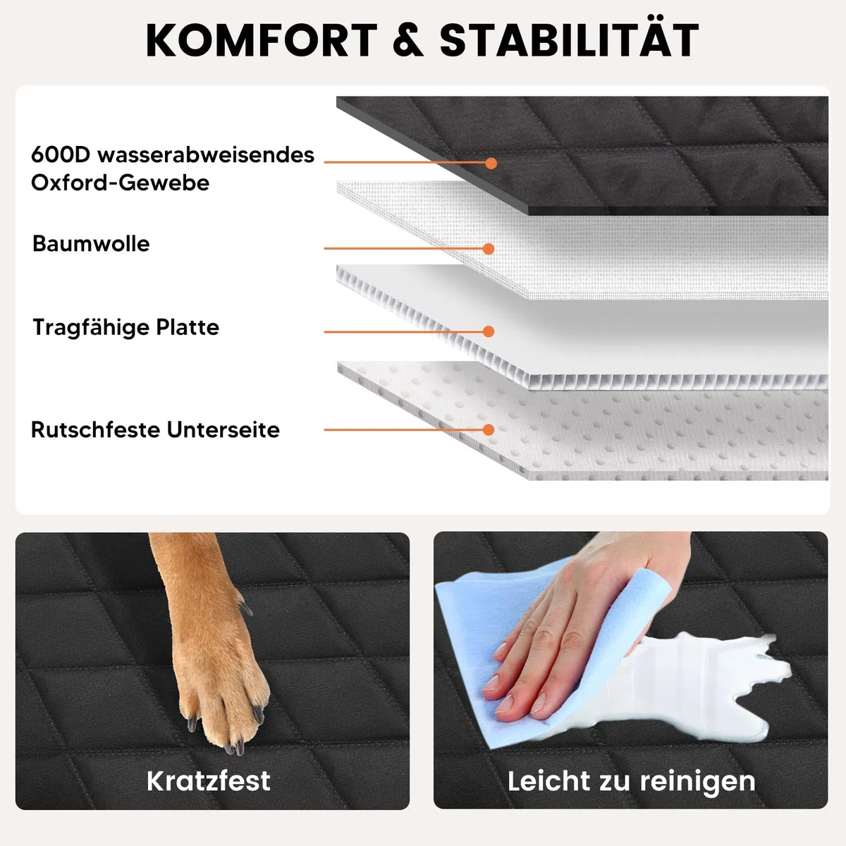 Snagle Paw Hundedecke Auto Rückbank,79cm Hohe Hundedecken für Rücksitze mit Sichtfenster-Mesh,Wasserdicht & rutschfeste Hartschalen-Unterseite Tragkraft 200 kg,Universelle Hundedecke für SUV und LKW