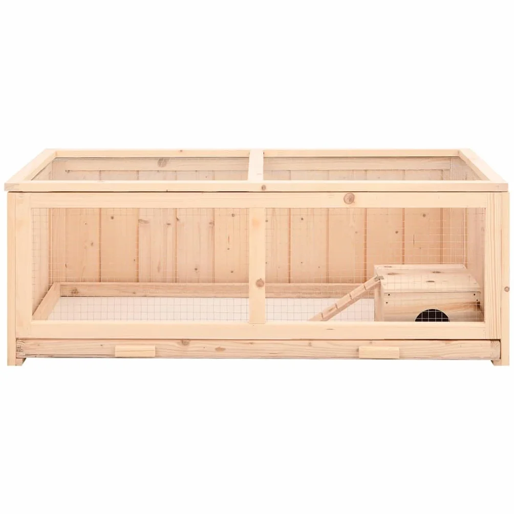 Hamsterkäfig 104x52x38 cm aus Massivholz Tanne mit Drahtgitter, ausziehbarer Bodenwanne, für Nagerhaus, Freigehege, Innenhaltung, Wohnung, Garten und Balkon
