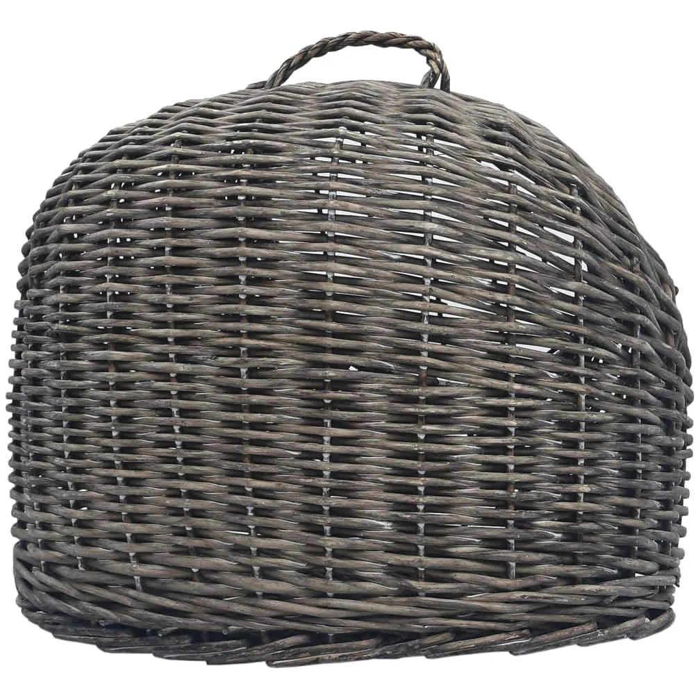 Katzen-Transportkorb Grau aus natürlicher Weide 60x45x45 cm mit Schlaufe, robuste Tür, transportabel und sicher für Katze, Welpe, Kleintier bei Reise, Tierarzt, Outdoor und Auto