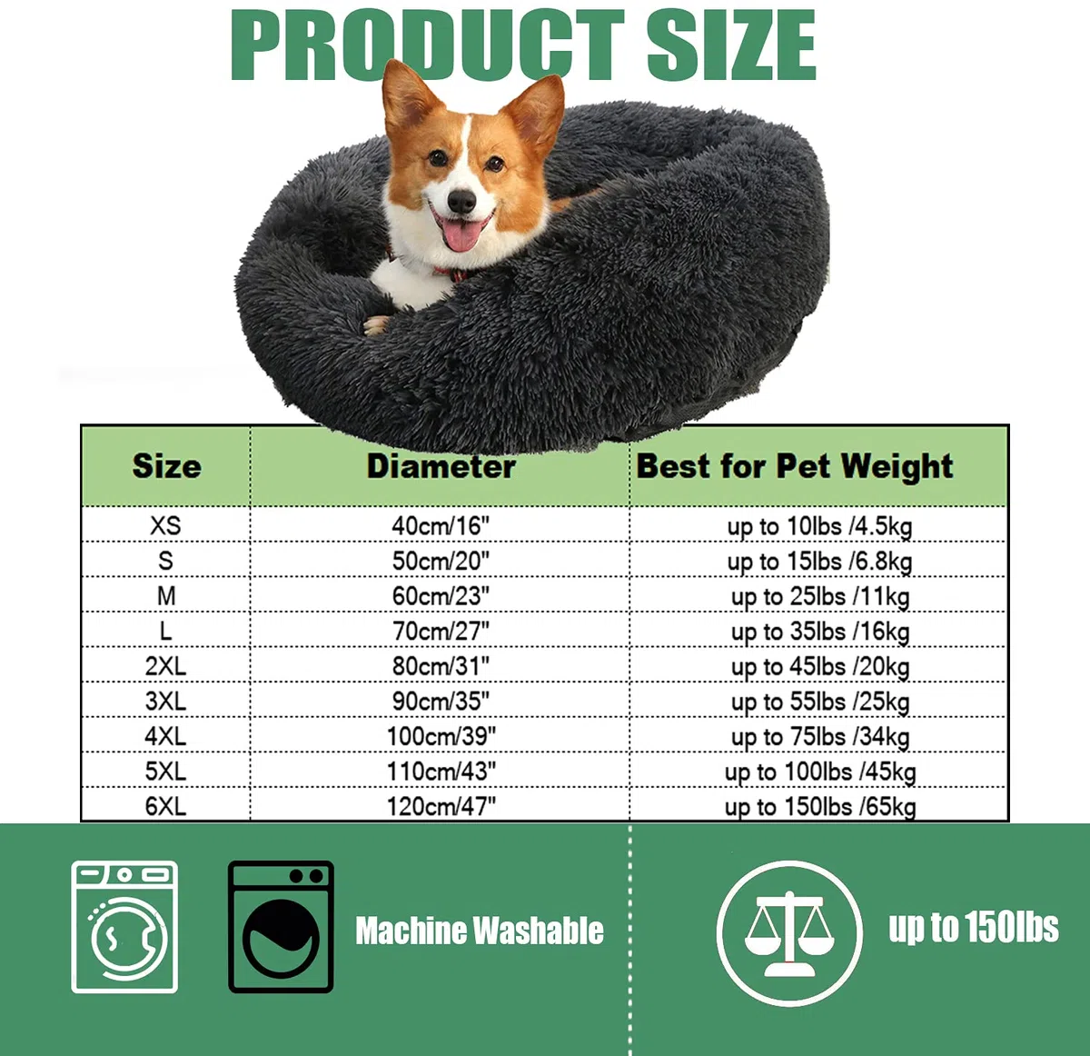 Donut Rundes Plüsch Hundebett Flauschig Waschbar Hundebett für Hunde Katzen Antistress Wolke Plüsch Hundebetten Hundekissen Hundesofa Katzenbett Farbverlauf Regenbogenfarbe 120cm