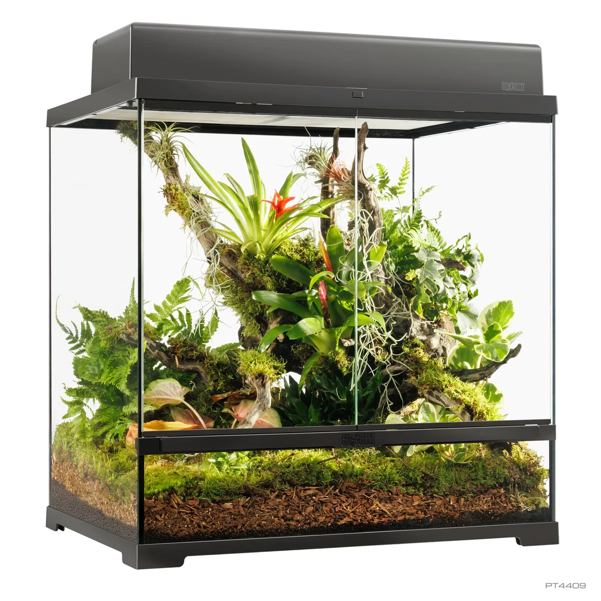 Exo Terra Pro Glasterrarium | Terrarium für Reptilien | 60 x 45 x 60 cm | Verschließbare Fronttür, Edelstahl-Netzgitter, Belüftungssystem, Beregnungssystem-kompatibel, 162 L