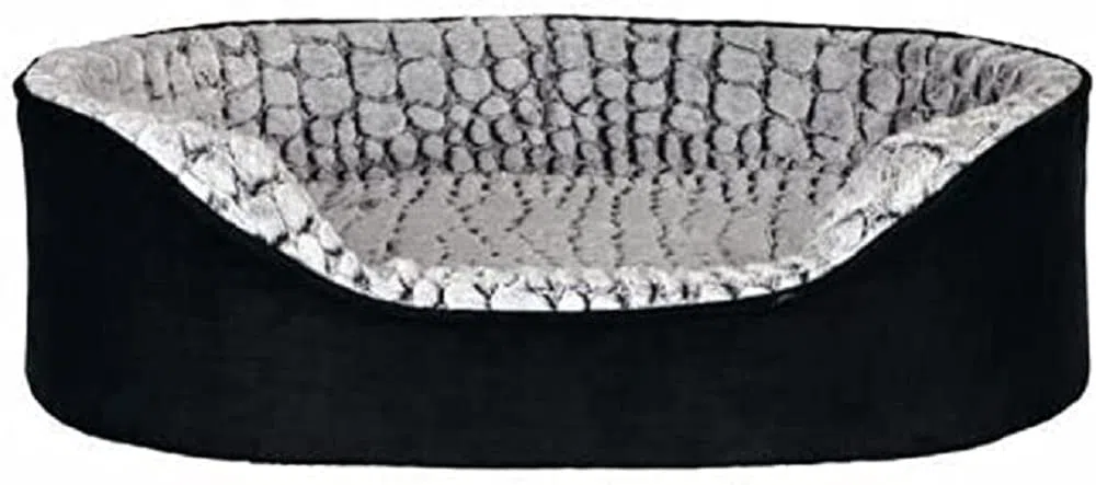 TRIXIE orthopädisches Hundebett Vital Lino 110 x 92 cm – schwarz/grau | Orthopädischer Schaumkern für gelenkempfindliche Hunde – für mittelgroße Hunde, sorgfältig verarbeitet und angenehm weich