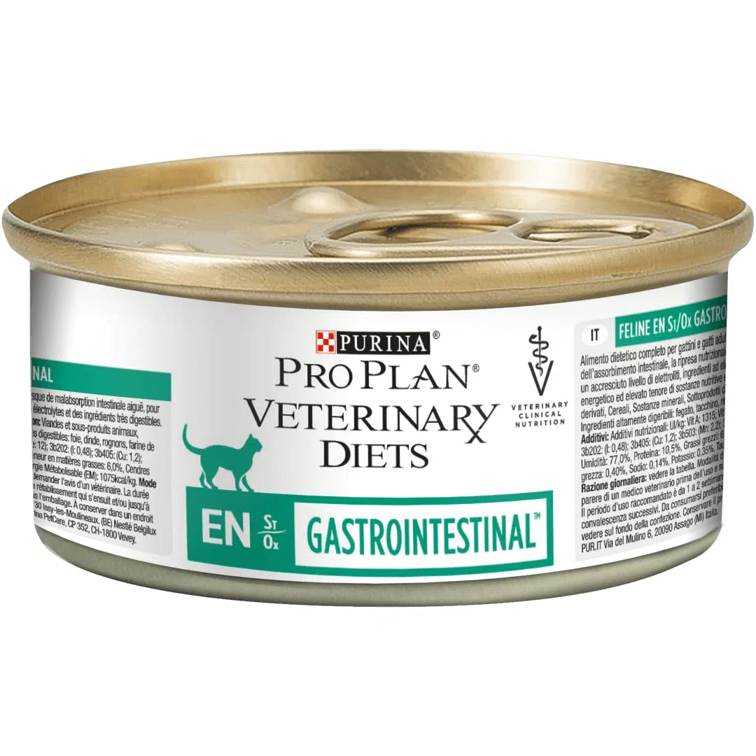 PURINA PRO PLAN Veterinary Diets EN Gastrointestinal Katze Mousse | 24 x 195g | Diätetisches Alleinfuttermittel für Katzen und Kitten | Gewichtszunahme und Rekonvaleszenz