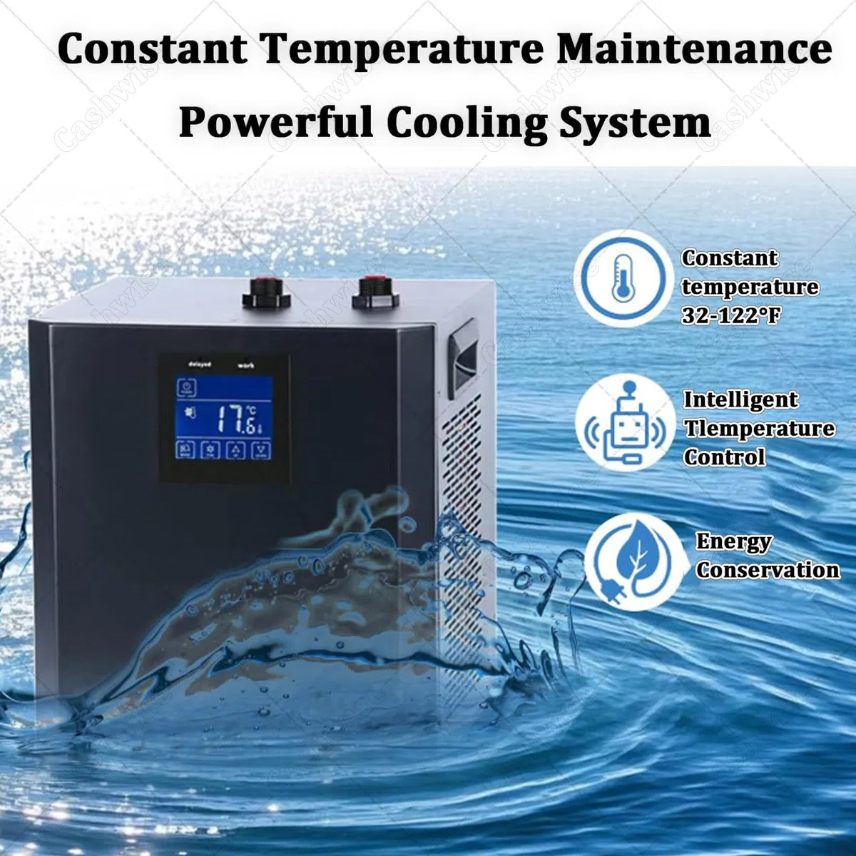 Aquarium Chiller 1/3HP Wasserkühlsystem für Aquarien, Hydrokultur, Axolotl & Quallen, mit LED-Anzeige, Pumpe & Rohr, effiziente Wassertemperaturregelung