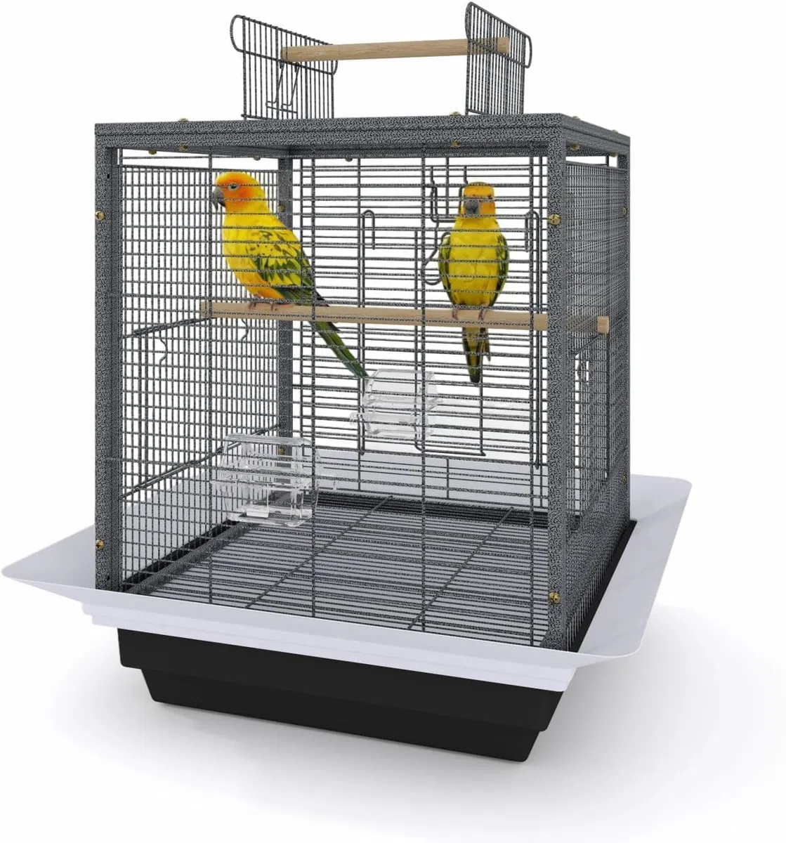 Metall-vogelkäfig Mit Griff, Tragbarer Reisekäfig Für Wellensittiche, Nymphensittiche Und Kleine Vögel, Mit Ausziehbarer Schublade, Sitzstangen, 43 cm L x 16 cm W x 44 cm H
